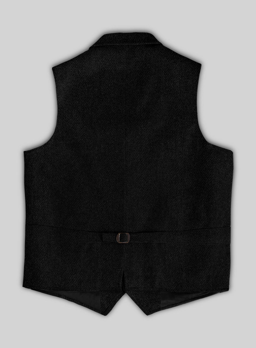 Highlander Heavy Black Herringbone Tweed Hunting Vest - StudioSuits