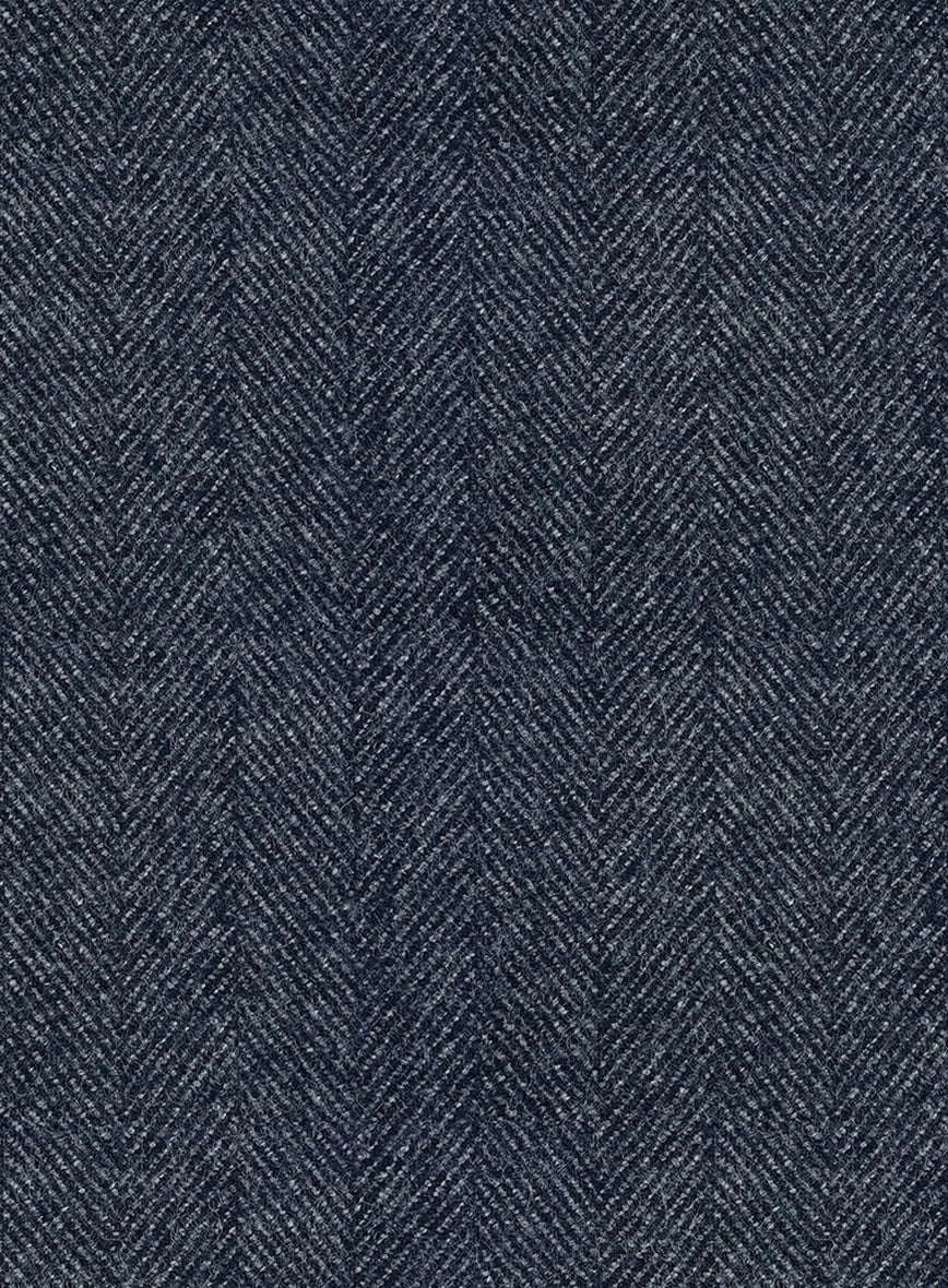 Highlander Heavy Blue Herringbone Tweed Pea Coat - StudioSuits