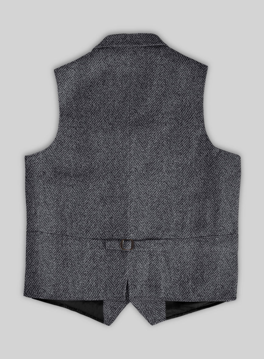 Highlander Heavy Charcoal Herringbone Tweed Hunting Vest - StudioSuits