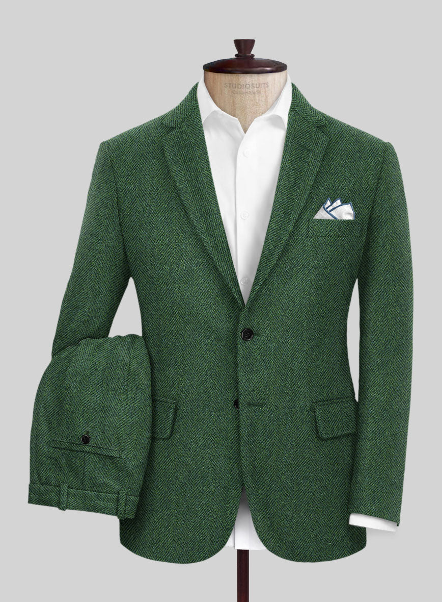 Highlander Heavy Green Herringbone Tweed Suit - StudioSuits