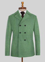 Highlander Heavy Paris Green Tweed Pea Coat - StudioSuits