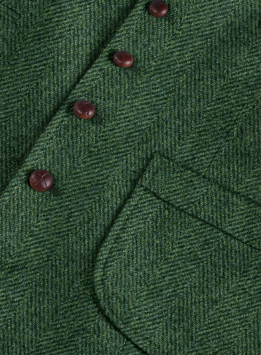Highlander Heavy Green Herringbone Tweed Hunting Vest - StudioSuits