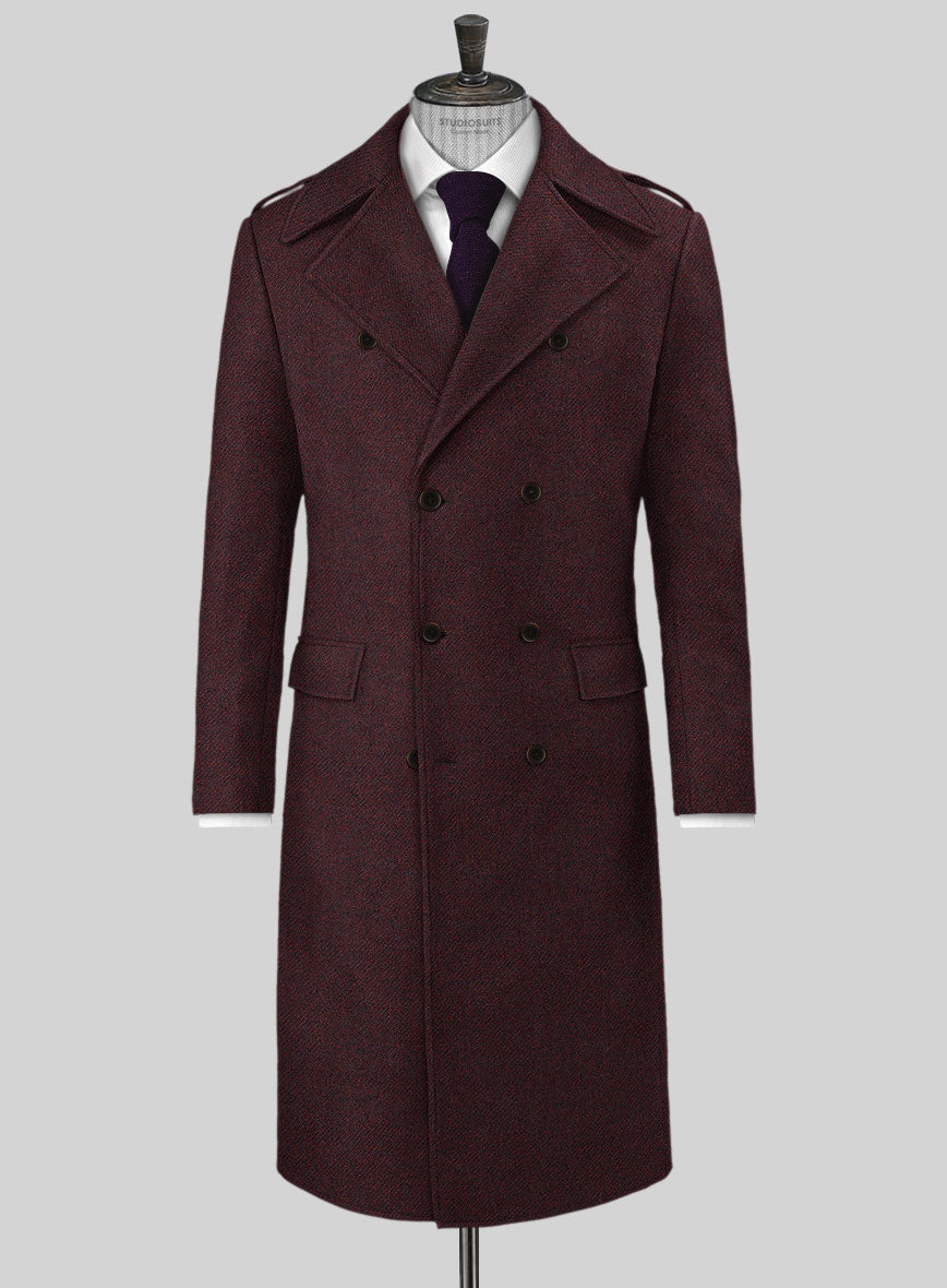 Highlander Sangria Tweed GQ Overcoat - StudioSuits