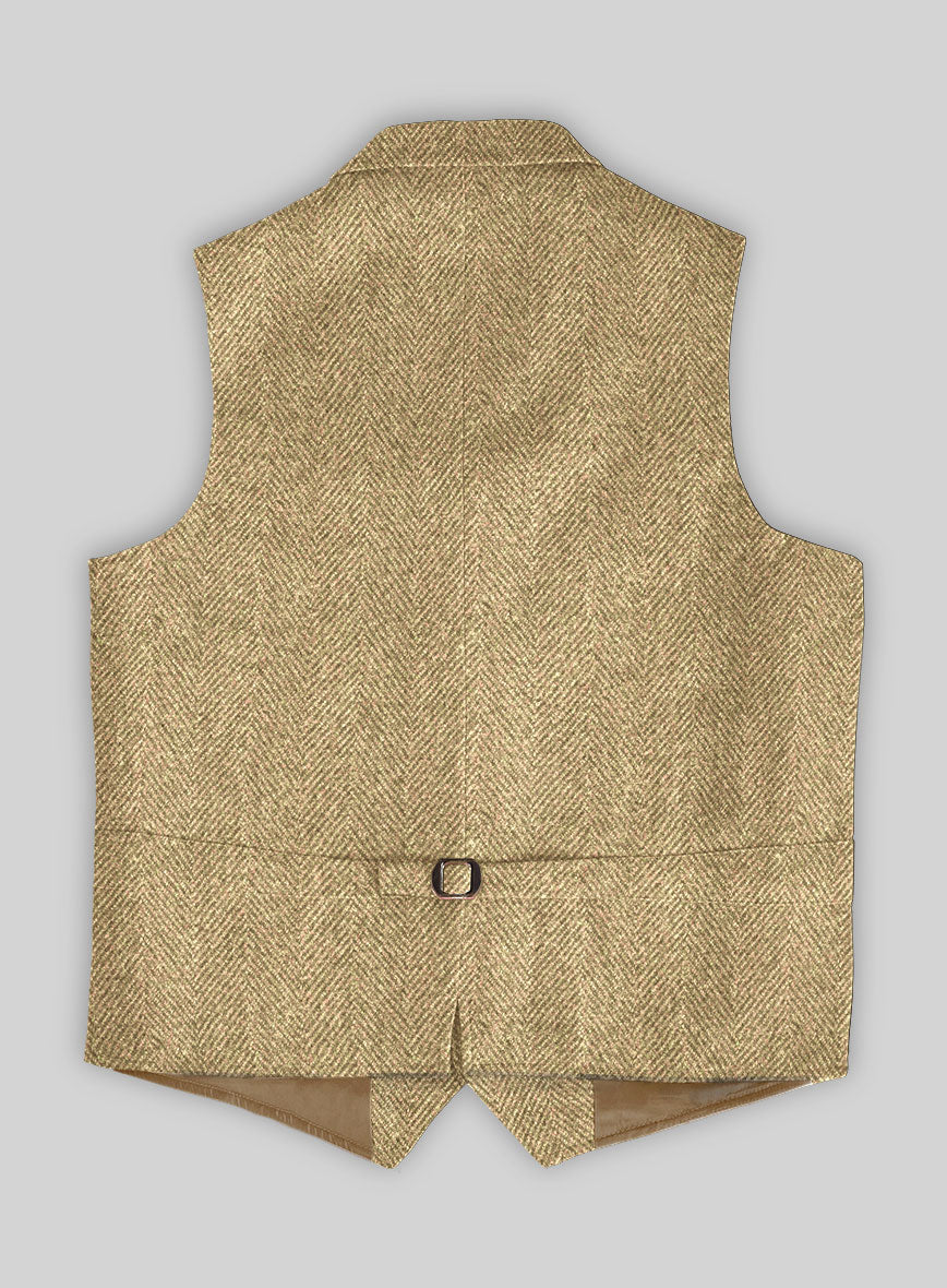 Highlander Heavy Beige Herringbone Tweed Hunting Vest - StudioSuits