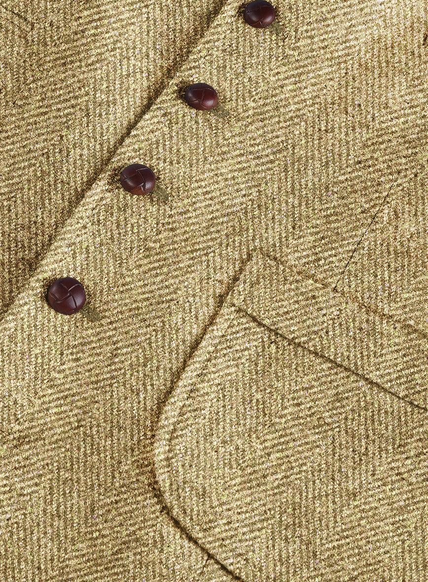 Highlander Heavy Beige Herringbone Tweed Hunting Vest - StudioSuits