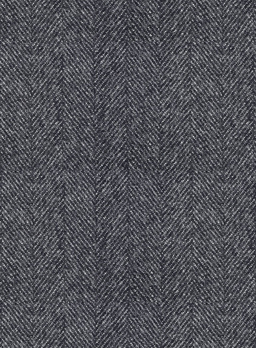 Highlander Heavy Charcoal Herringbone Tweed GQ Overcoat - StudioSuits