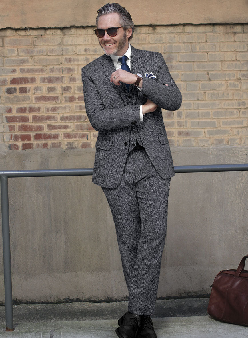 Highlander Heavy Charcoal Herringbone Tweed Suit - StudioSuits