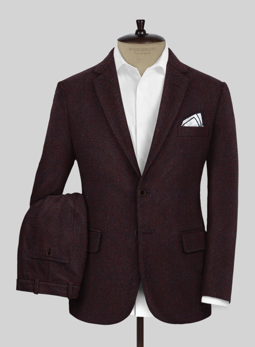 Highlander Heavy Wine Herringbone Tweed Suit - StudioSuits