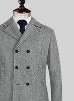 Highlander Light Gray Tweed Pea Coat - StudioSuits