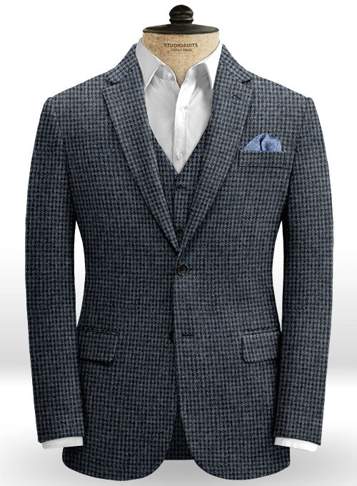 Houndstooth Blue Tweed Suit - StudioSuits