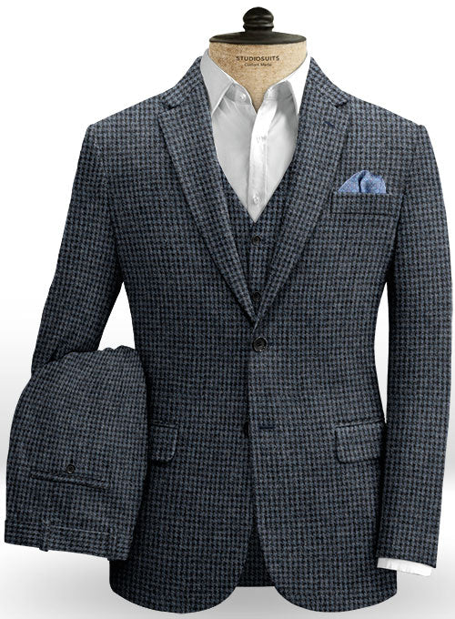 Houndstooth Blue Tweed Suit - StudioSuits