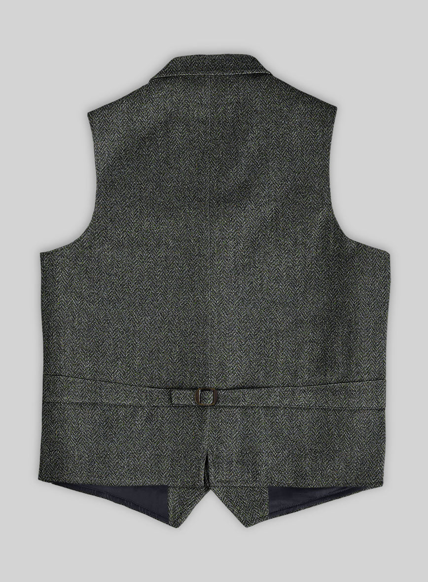 Harris Tweed Ridge Blue Herringbone Hunting Vest - StudioSuits