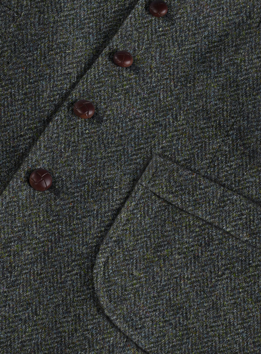 Harris Tweed Ridge Blue Herringbone Hunting Vest - StudioSuits