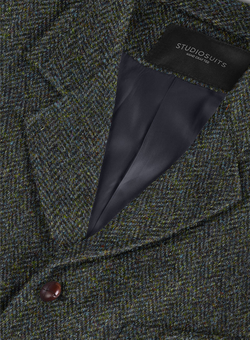 Harris Tweed Ridge Blue Herringbone Hunting Vest - StudioSuits