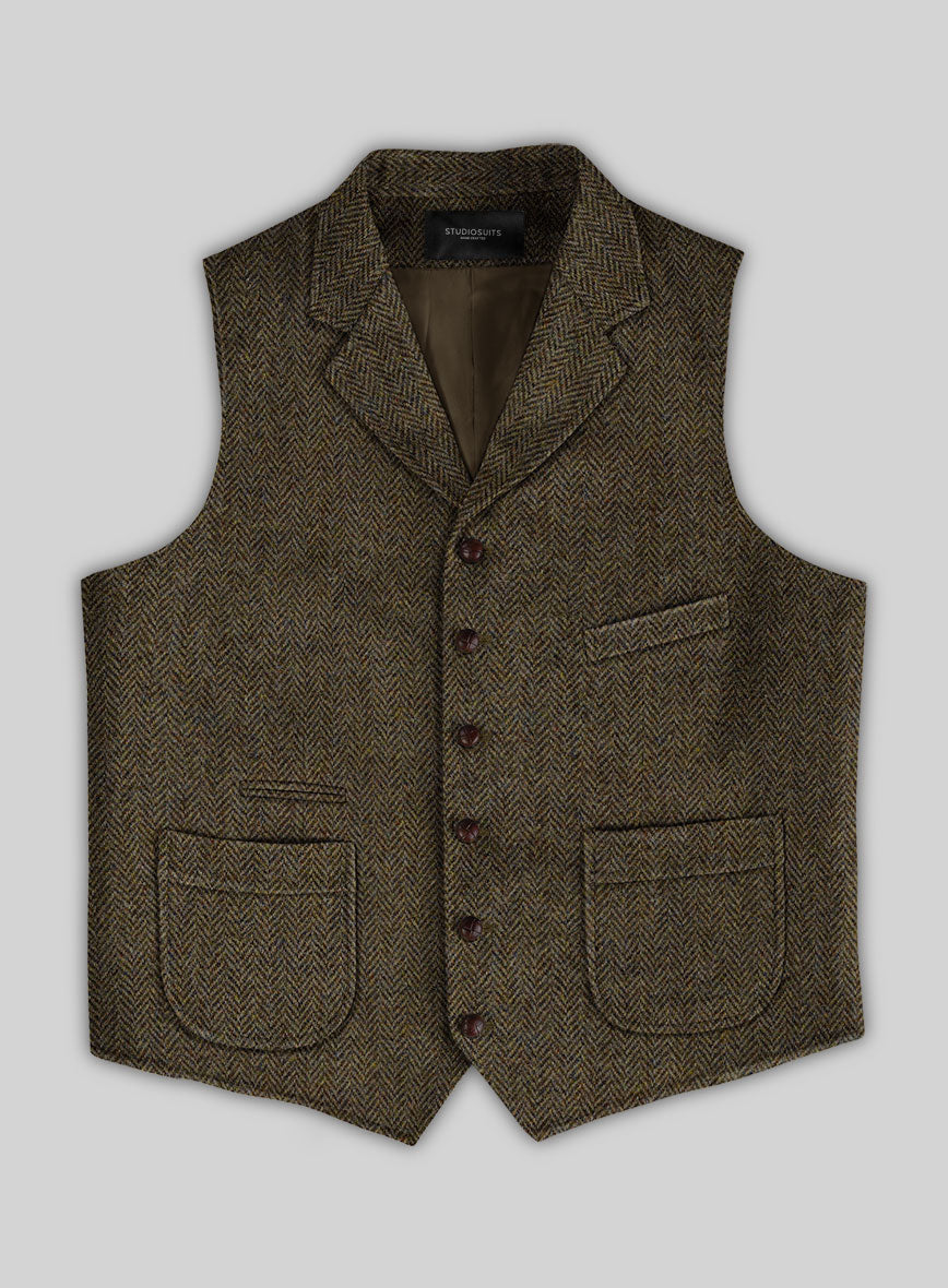 Harris Tweed Ridge Brown Herringbone Hunting Vest – StudioSuits