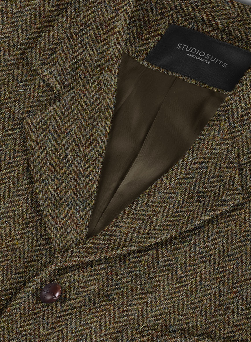 Harris Tweed Ridge Brown Herringbone Hunting Vest - StudioSuits