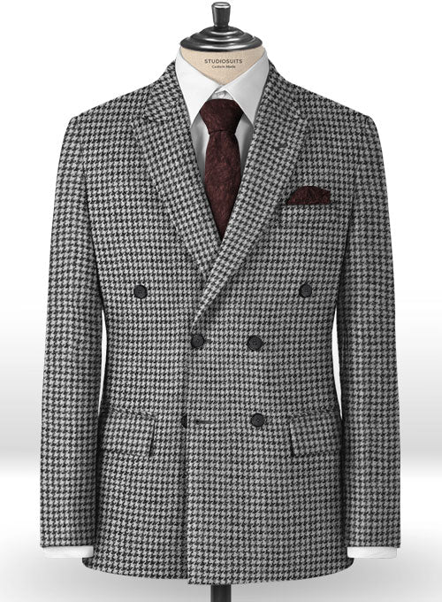 Harris Tweed Houndstooth Light Gray Suit - StudioSuits