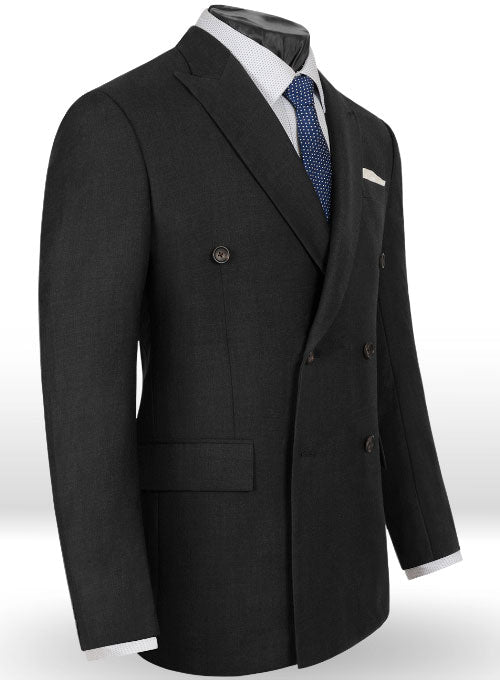 Huddersfield Dk Charcoal Pure Wool Double Breasted Blazer - StudioSuits