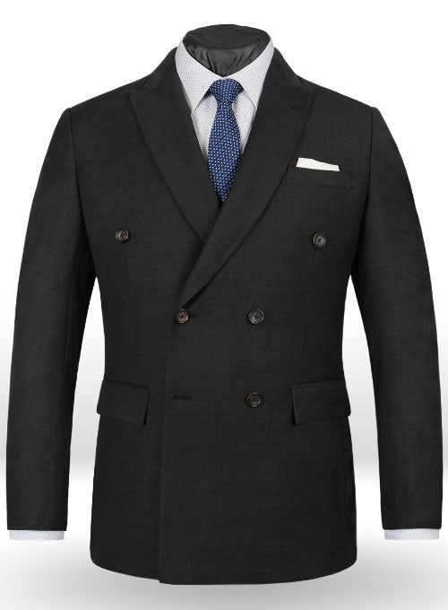 Huddersfield Dk Charcoal Pure Wool Double Breasted Blazer - StudioSuits