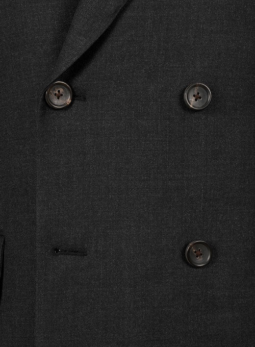 Huddersfield Dk Charcoal Pure Wool Double Breasted Blazer - StudioSuits