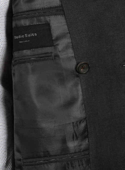 Huddersfield Dk Charcoal Pure Wool Double Breasted Blazer - StudioSuits