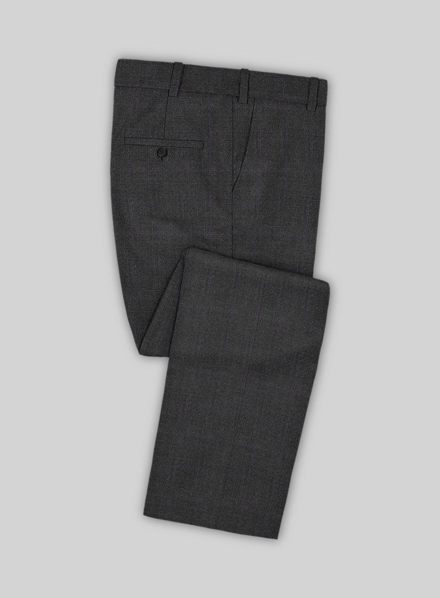 Huddersfield Glen Charcoal Pure Wool Pants - StudioSuits