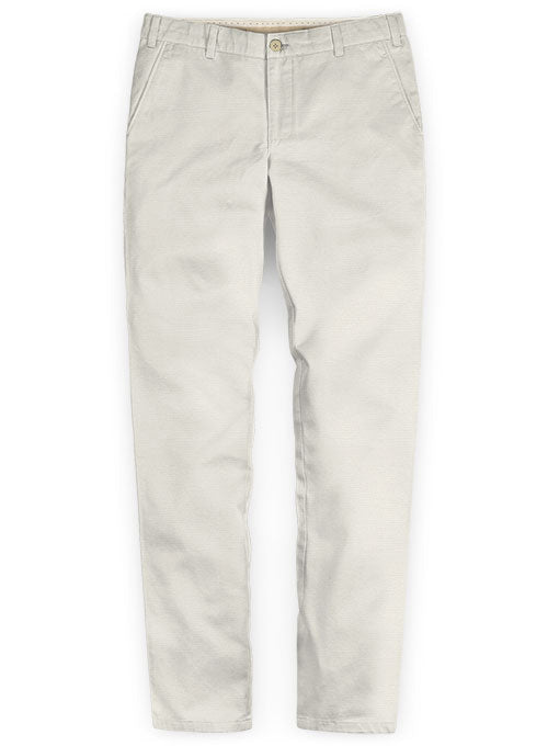 Washed Ice Beige Super Cotton Stretch Chino Pants - StudioSuits