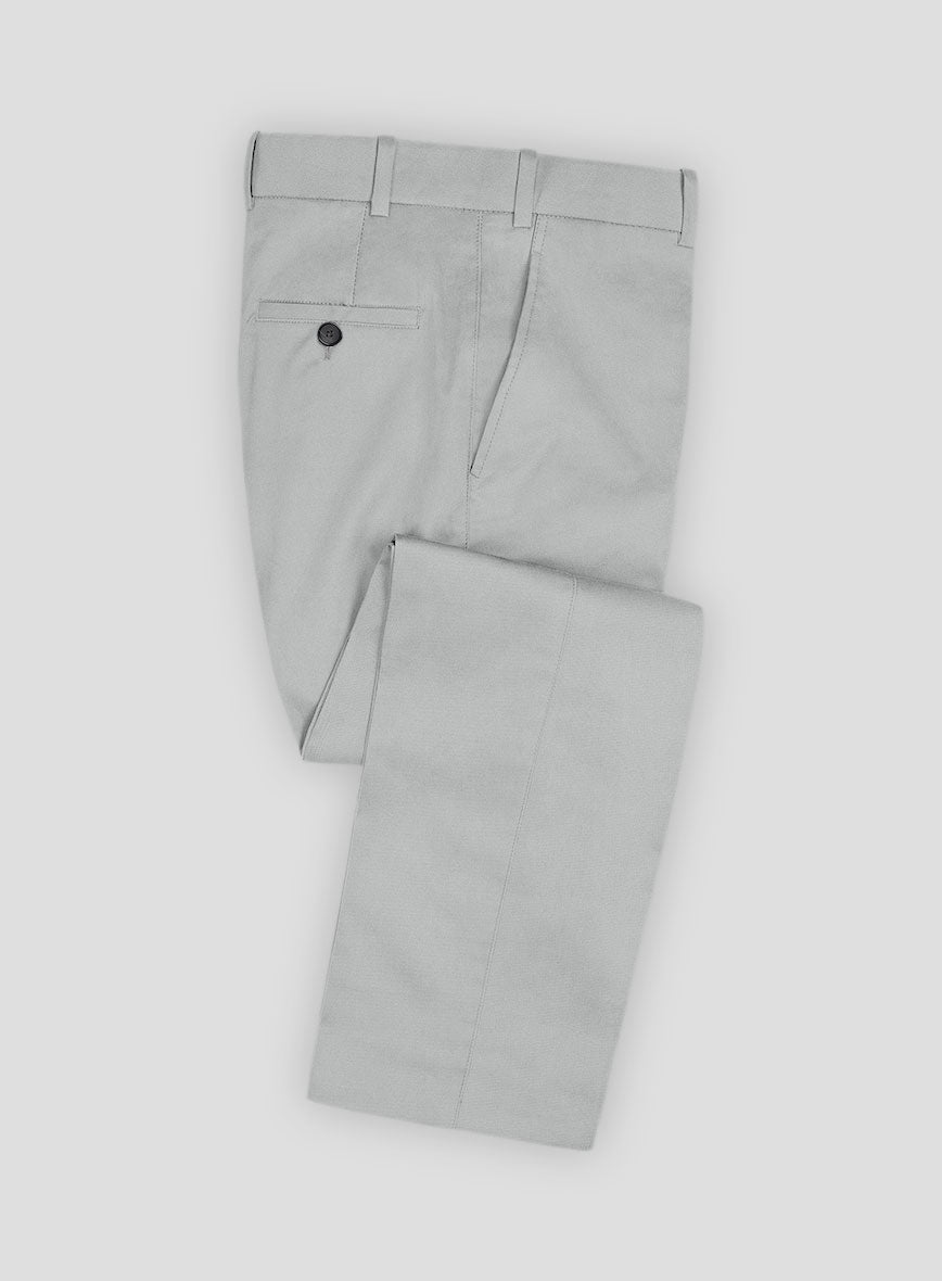 Ice Gray Cotton Power Stretch Chino Pants - StudioSuits