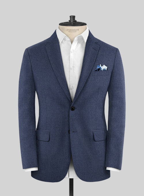 Indigo Blue Flannel Wool Jacket - StudioSuits