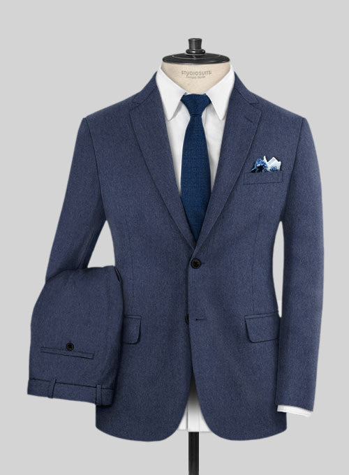 Indigo Blue Flannel Wool Suit - StudioSuits