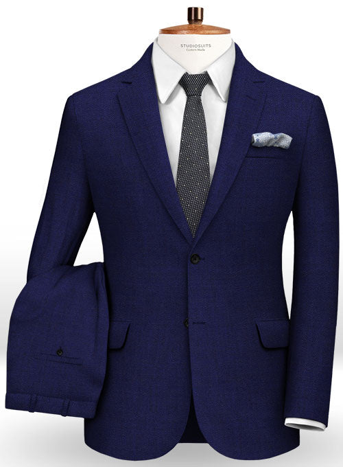 Ink Blue Cotton Wool Stretch Suit - StudioSuits