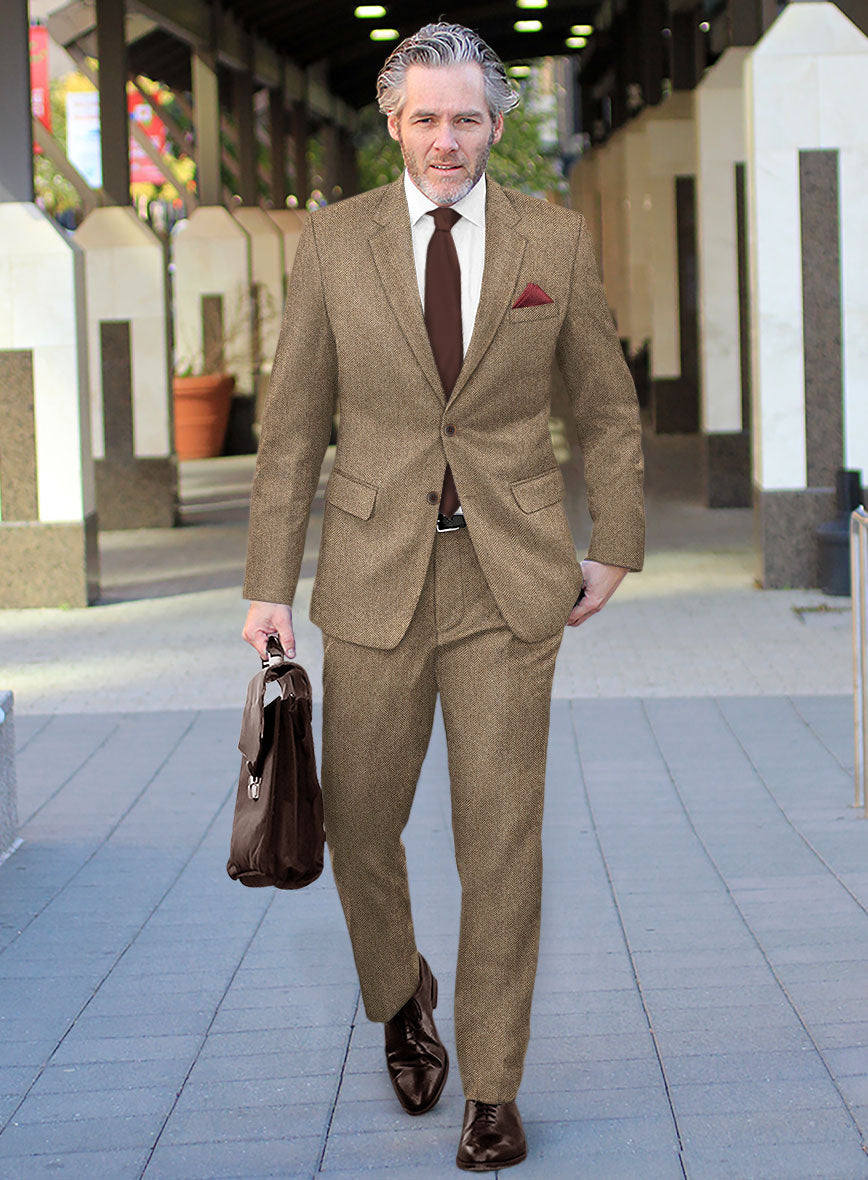 Irish Brown Herringbone Tweed Suit - StudioSuits