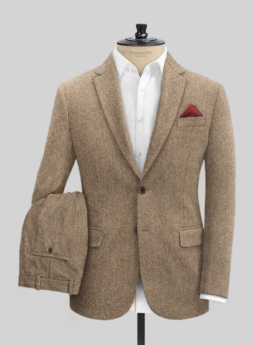 Irish Brown Herringbone Tweed Suit- Ready Size - StudioSuits
