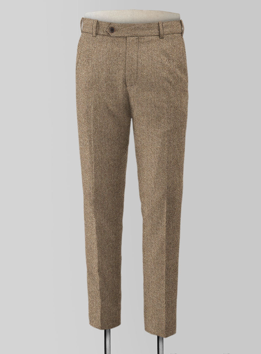 Irish Brown Herringbone Tweed Pants - StudioSuits