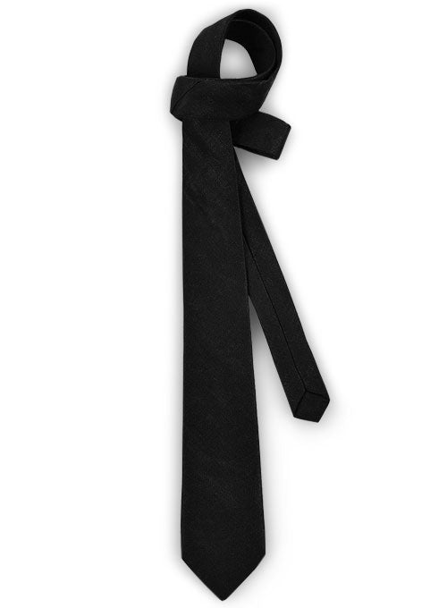 Italian Linen Tie - Black Twill - StudioSuits