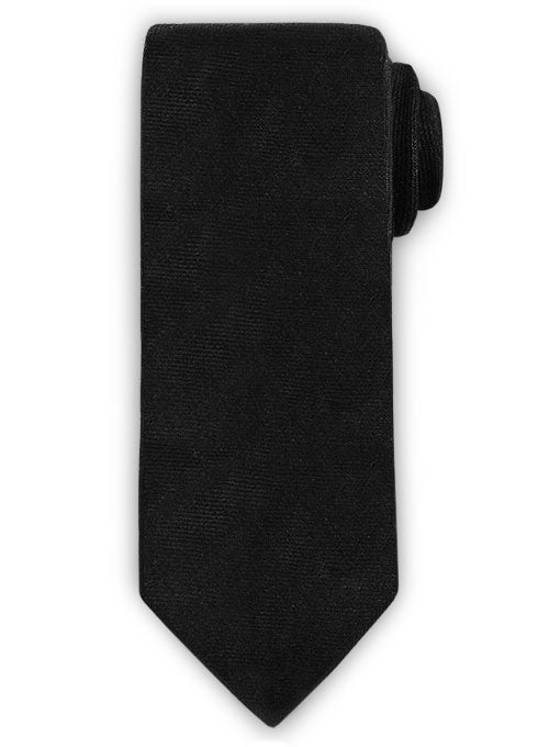 Italian Linen Tie - Black Twill - StudioSuits