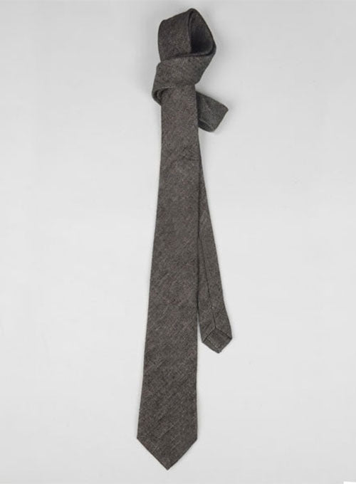 Italian Linen Tie - Carbon Black Herringbone - StudioSuits