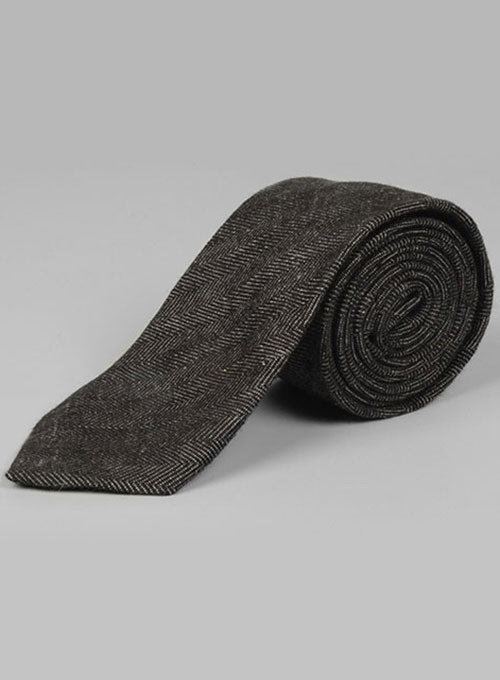 Italian Linen Tie - Carbon Black Herringbone – StudioSuits