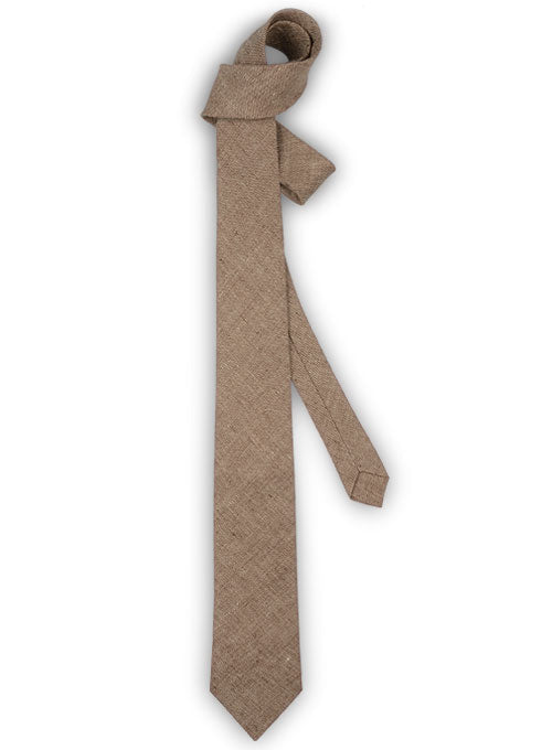 Italian Linen Tie - Denim Brown - StudioSuits