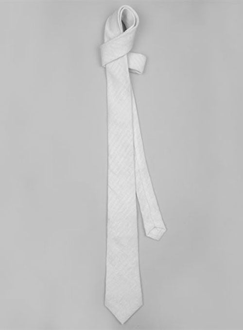 Italian Linen Tie - White Prince - StudioSuits
