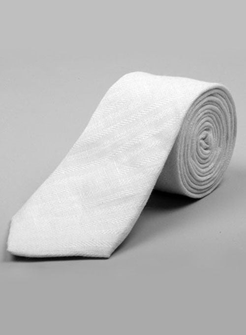 Italian Linen Tie - White Prince - StudioSuits