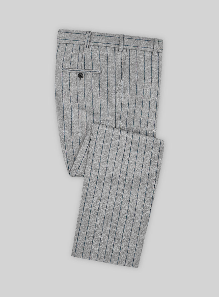 Italian Gray Stripe Cashmere Wool Pants - StudioSuits