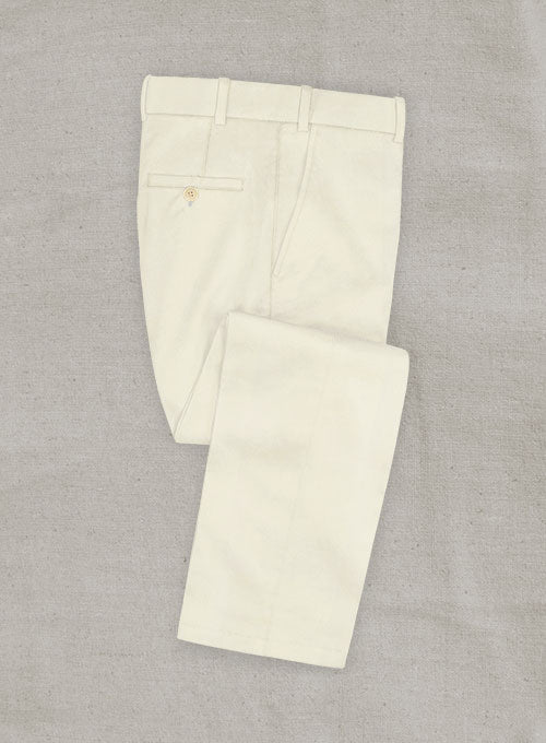 Italian Brushed Cotton Ivory Pants - StudioSuits