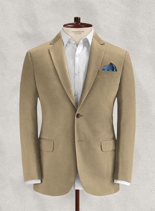 Italian Beige Cotton Stretch Jacket - StudioSuits