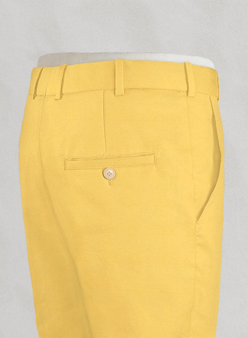 Italian Biella Yellow Cotton Pants - StudioSuits
