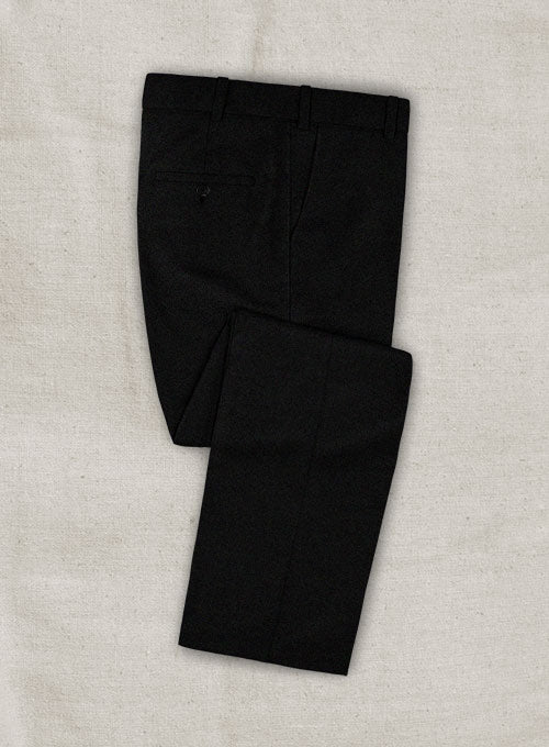 Italian Black Flannel Wool Pants - StudioSuits