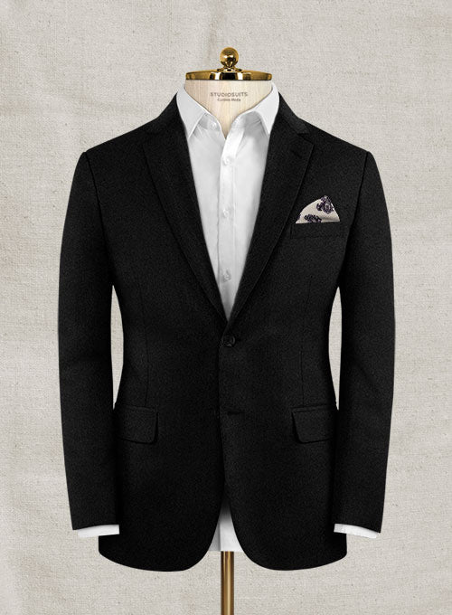 Italian Black Flannel Wool Suit - StudioSuits