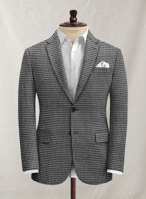 Italian Black & White Houndstooth Tweed Jacket - StudioSuits