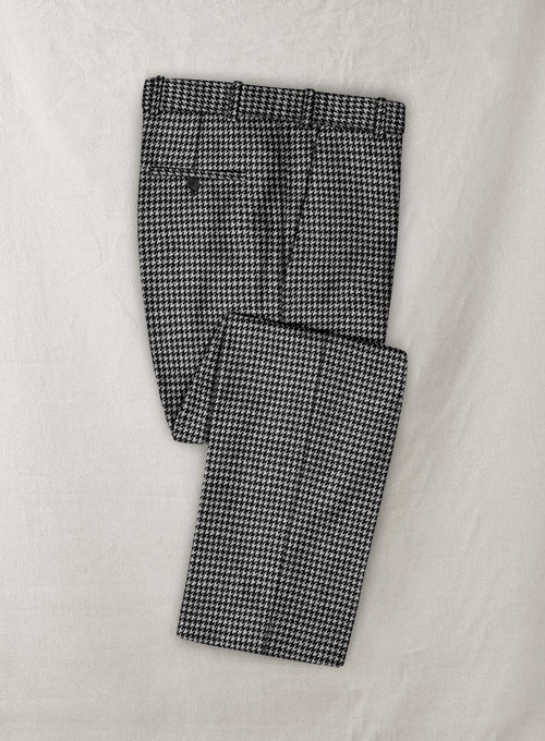 Italian Black & White Houndstooth Tweed Pants - StudioSuits