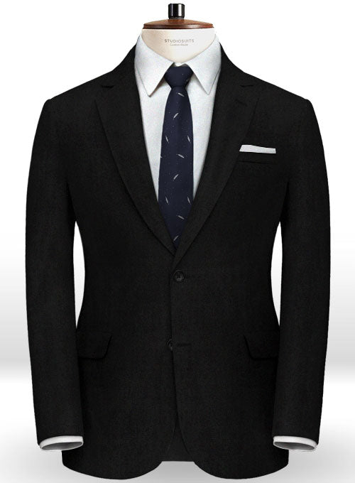 Italian Black Wool Suit - StudioSuits